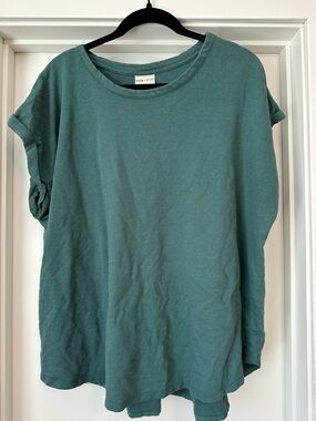 Ava & Viv Dusty Teal Short Sleeve Crewneck Top